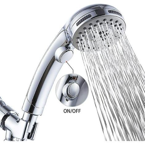 Douchette à main - Flexible long, haute pression, ensemble de robinetterie de salle de bain chromé avec pommeau de douche effet pluie - Support de fixation mural universel - Chrome (1/5)