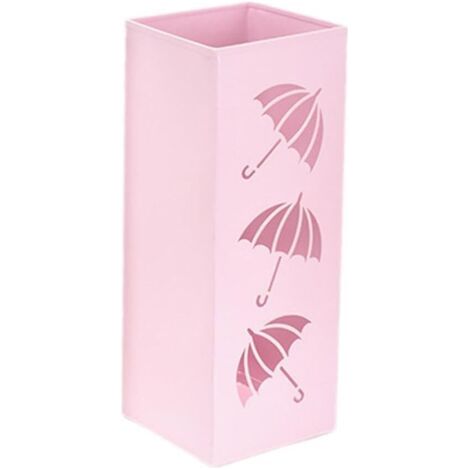 royaluxe -Porte-parapluie seau de rangement pour parapluie en métal carré - Rose (1/5)