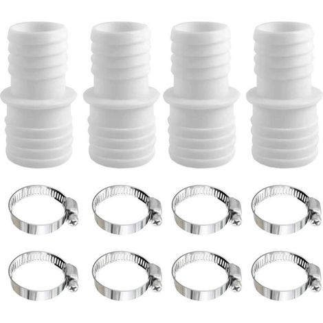 Pool Schlauchadapter 32mm auf 38mm, 4 Stück mit 8 Schlauchschellen
