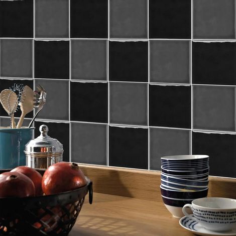 étiquette de carrelage en rétro cuisine décor mural autocollant mur plat salle de bain imperméable 10pcs Céramique (1/5)
