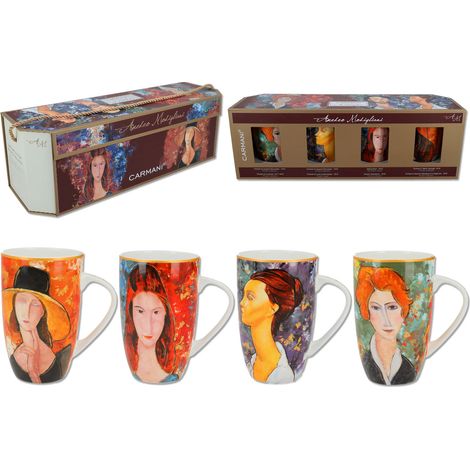 Set mit 4 Amedeo Modigliani Porzellantassen als Geschenk
