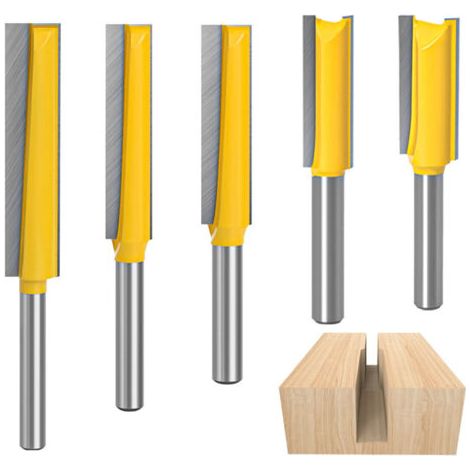 5 Stück Nutfräser 8mm, Kopierfräser, Hartmetall-Fräser, Holzfräser Extra-lang, Holzbearbeitungs-Nutfräser, Geradfräser für die Holzbearbeitung (1/5)