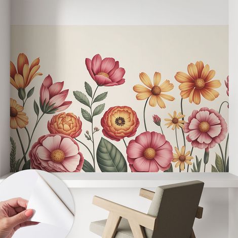 Papier peint autocollant avec imprimé pour décoration intérieure pour rénovation a motif Composition florale 104x70 cm (1/5)