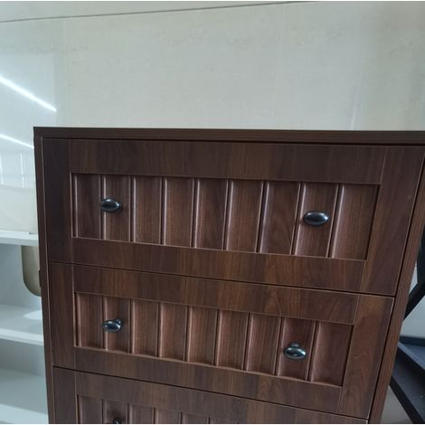 Commode 3 tiroirs 60x40x79 cm marron foncé – rangement compact en MDF (1/5)