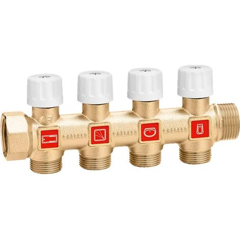 Collettore semplice componibile con valvole di intercettazione - Caleffi