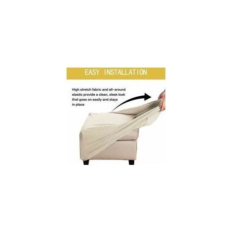 (beige) Housses extensibles, Housses de protection carrées en tissu élasthanne pour tabouret de rangement, repose-pieds, avec élastique en bas, pour meubles (1/4)