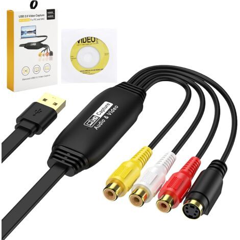 Convertisseur VHS vers numérique USB 2.0, Carte de Capture vidéo USB 2.0 Audio vidéo Appareil Vieux VHS Mini DV Hi8 DVD VCR vers convertisseur numérique pour Mac PC Compatible Windows-Muntra (1/5)