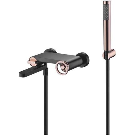 Grifo de Ducha Negro Mate/Oro Rosa Serie Olimpo IMEX (1/2)