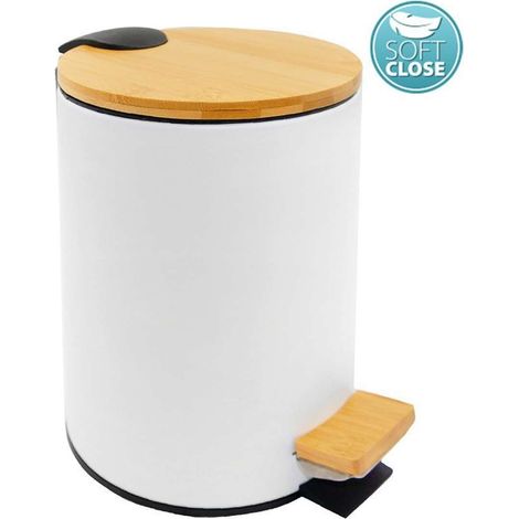 Aqualine Snow - Papelera, 5l, Soft Close, blanca BI007 (1/5)