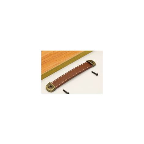 Lot de 6 poignées d’armoire en cuir marron/rouge, avec vis – (1/5)