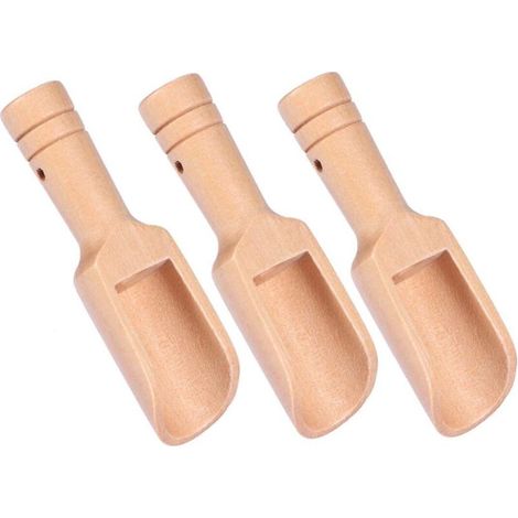 Ensemble de 3 ustensiles de cuisine en bois : cuillère, spatule et verre doseur pour sel, farine et sucre – accessoires naturels et durables – Crezuo