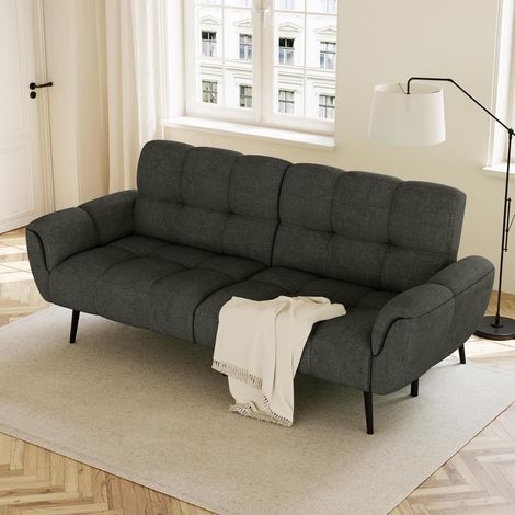 Schlafsofa 3-Sitzer dunkelgrau mit Schlaffunktion, 155x85cm (1/5)