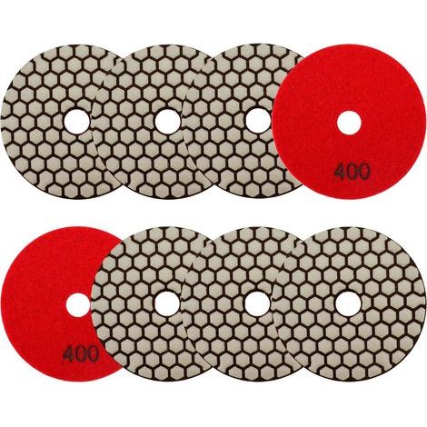 8-teiliges Set Diamantscheiben/Polierpads – Körnung 400 für Granit, Marmor und Stein – Trockenanwendung, Winkelschleifer – Schwarz – 10 x 10 cm (1/5)