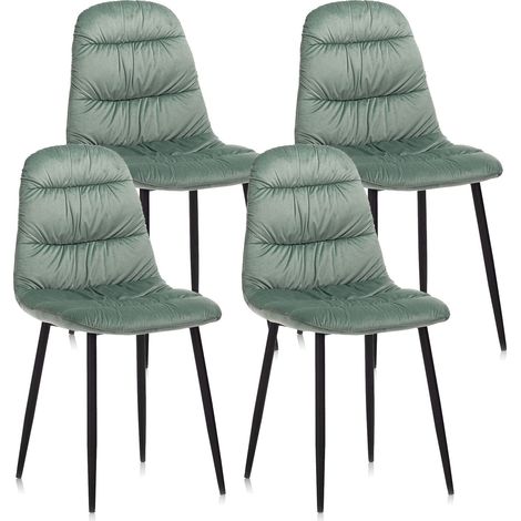 Set 4 Sedie 44x40x90 cm in Velluto Acquamarina (1/4)