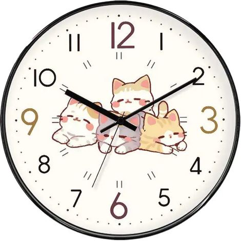 Horloge murale silencieuse (20 cm), décoration intérieure chaton mignon, cadeau original (1/5)