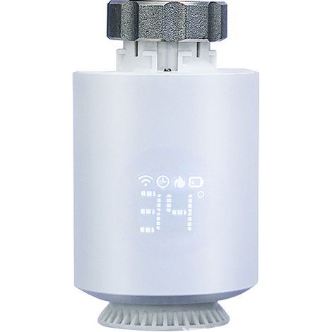 Cabezal de radiador inteligente, válvula termostática programable conectada, termostato eléctrico para radiador conectado a Alexa/Google Assistant, compatible con la aplicación Smart Life/Tuya. (1/5)