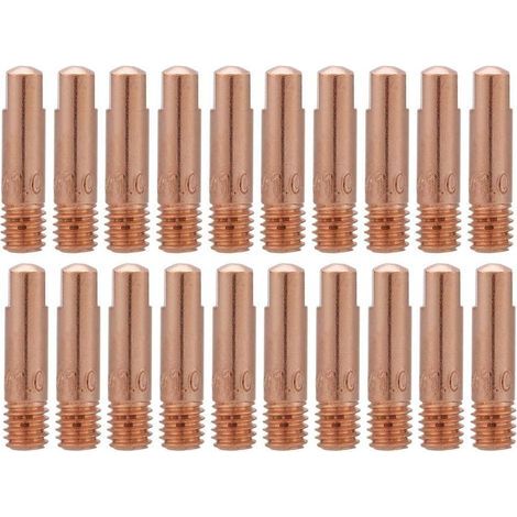 20 Stück Kupfer-Kontaktspitzen-Kontaktrohrdüse für 15AK MIG/MAG-Schweißbrenner-Verschleißteile 1,0 mm (1/5)
