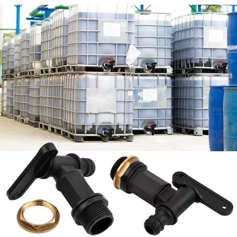 Robinet en plastique pour cuve de récupération d’eau de pluie – 2 pièces, filetage mâle 3/4 pouce, compatible IBC et collecteur