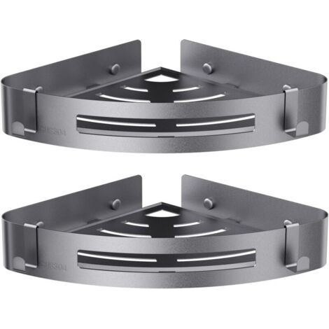 set de 2(Gris), Étagères de douche en acier inoxydable, étagères de placement triangulaires, secteurs, accessoires de salle de bains, convient pour la cuisine, salle de bains (1/5)