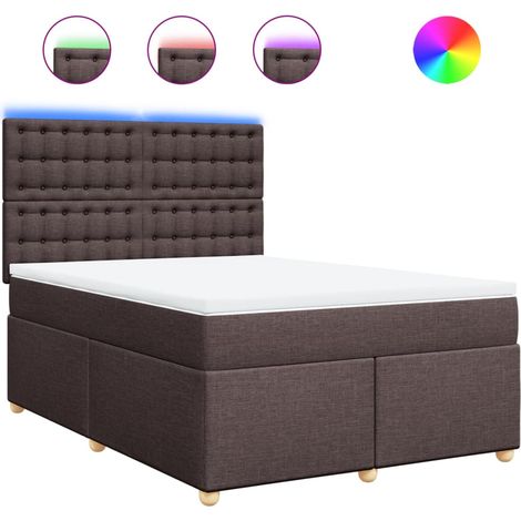 Maison Exclusive - Cama box spring con colchón tela marrón oscuro (1/5)