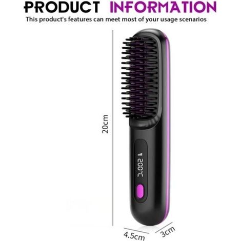 Cellfast – Brosse lissante sans fil – Brosse chauffante céramique – Écran LCD – Température réglable – Compact et léger pour coiffures rapides