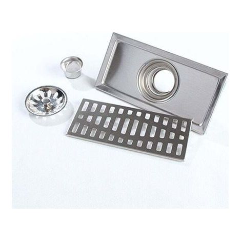Rechteckiger Edelstahl-Bodenablauf (20 x 10 cm) für Bad, Dusche, Küche, Abflussgitter (1/5)