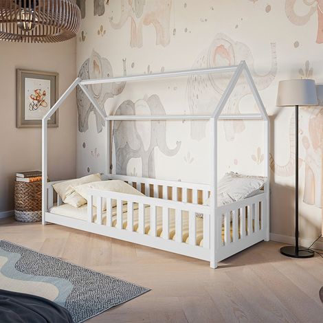 Letto cabana 90x200 con rete a doghe Maya Bianco