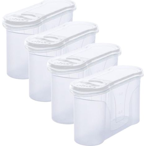 Novaliv Lot de 4 boîtes verseuses 1,3 litre - Dimensions (L x l x H) : 22 x 13 x 8,5 cm - Récipient avec couvercle 1 l pour céréales, farine, sucre