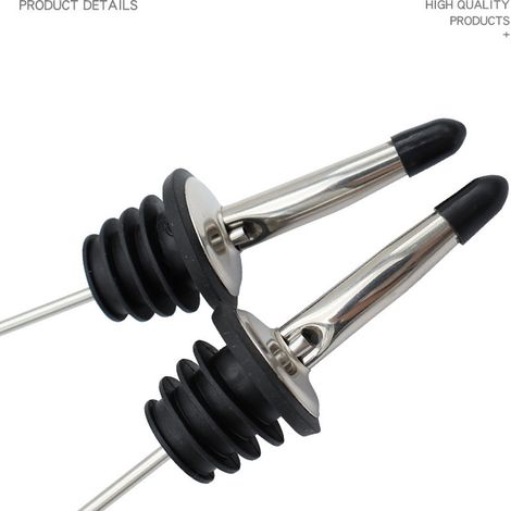 Bec verseur à vin en acier inoxydable avec capuchon anti-poussière en caoutchouc pour bouteilles de vin, d'huile d'olive, de sirop de café, de vinaigre, etc. Lot de 2-AquaForge