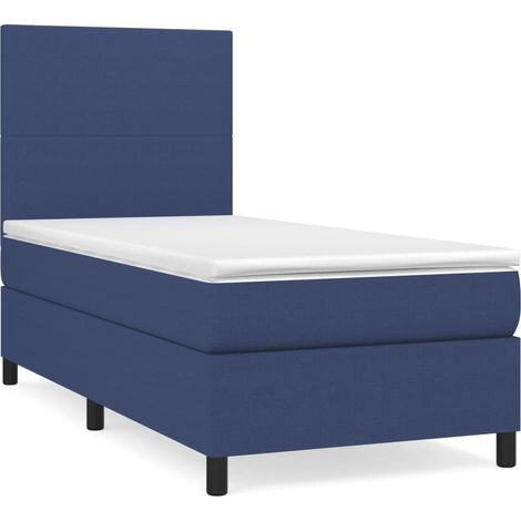 Maison Exclusive - Cama box spring con colchón tela azul 90x190 c