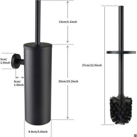 Brosse WC inox - - Acier inoxydable - Protection anti-éclaboussures - Tête de brosse remplaçable (1/4)