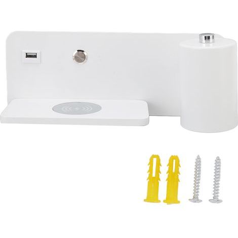 LED-Wandleuchte mit USB-Anschluss und kabelloser Ladefunktion, geeignet für Wohn- und Schlafzimmer, 85265V, Weiß, Rechtsausführung (1/5)