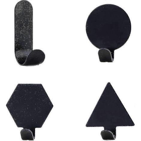 Crochets adhésifs 3M, lot de 4, en acier inoxydable dépoli (noir) (1/4)