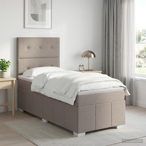 vidaXL Lit boxspring avec matelas Taupe 100 x 200 cm Tissu (1/5)