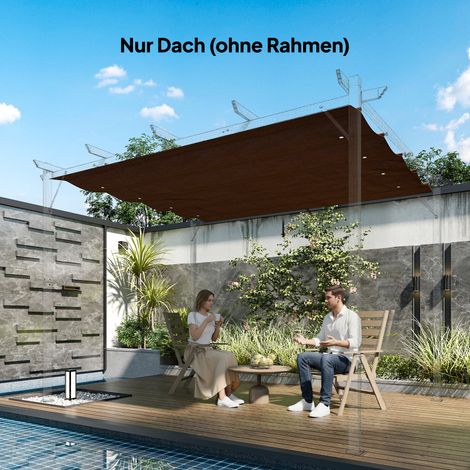 Ersatzdach für 2,85 x 2 m Gartenpavillon, ausziehbar, einfache Montage, Polyester, Kaffee