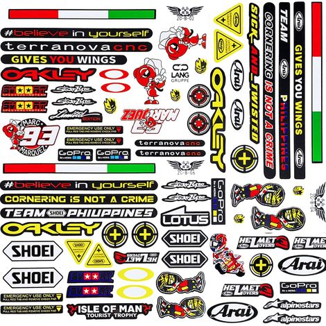 3 Feuilles Autocollants Vinyle, Design Course, Matériau PVC, Pour Moto, Vélo, Casque (1/5)
