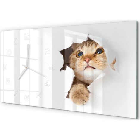 Horloge Murale Murale Large 60x30 cm Design Moderne Salon Chambre Bureau Chat dans le trou (1/5)