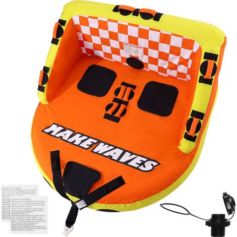 Bouée tractable 2 places avec dossier et housse en nylon intégrale, charge 340 lbs pour sports nautiques (1/5)
