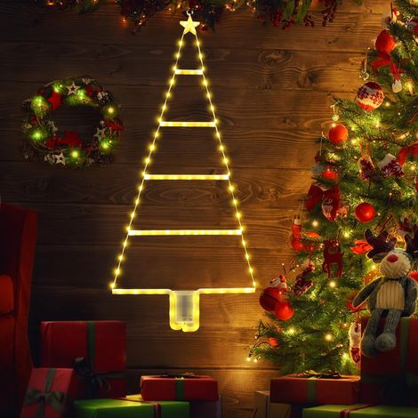 Lumiere Noel Exterieur, 61cm LED Échelle Guirlande Lumineuse Pile avec Minuterie, 8 Modes, Étanche Échelle Guirlande Lumineuse Sapin de NoeL pour Intérieur Fenêtre Decoration Noel (Blanc Chaud)
