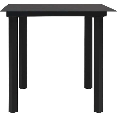 Table à manger de jardin pour repas d'extérieur en acier et verre Noir 80 x 80 x 74 cm (1/4)