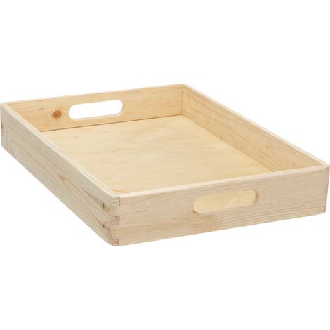 Plateau de rangement en bois, 40 x 30 x 7 cm, ZELLER