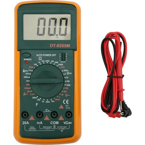 Multimètre Numérique DT‑9205M Grand Écran LCD pour Voltmètre, Ohmmètre, Ampèremètre (1/5)