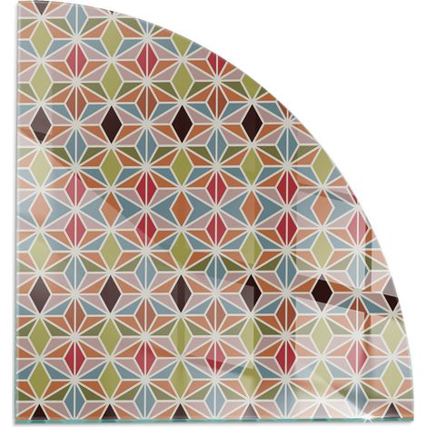 Base décorative Plaque de protection avec impression sous cheminée pour salon Motifs polygonaux en grille 1/4 100x100 cm (1/5)