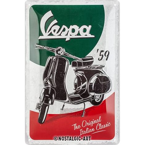 Nostalgic-Art Targa Vintage Vespa – The Italian Classic – Idea Regalo per Amanti degli Scooter, in Metallo, Design Retro per Decorazione, 20 x 30 cm (1/4)