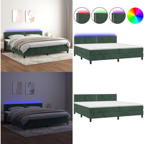 Boxspringbett mit Matratze & LED Dunkelgrün 200x200 cm Samt - Boxspringbett - Doppelbett - Samtbett - Luxusbett - Bettenrahmen - Home & Living (1/5)