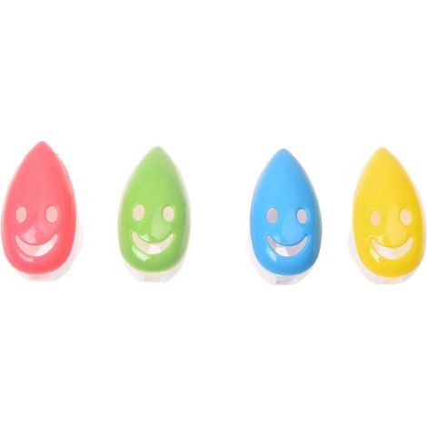 Lot de 4 supports de brosse à dents à ventouse en forme de visage souriant pour le bain (1/5)