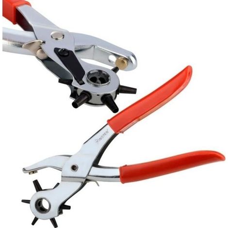 INSTEN Hole Punch Pliers for Making Holes in Leather Belts and Watch Straps - Red (1/3)
