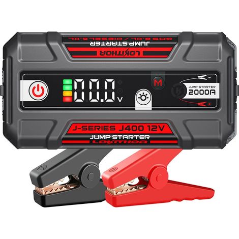 J400 Booster Batterie Voiture 12V 2000A, Démarreur Booster de Batterie Moto Portable au Lithium avec Écran Numérique, Jump Starter pour Moteurs Jusqu’à 8.0L Essence et 6.0L Diesel (1/5)