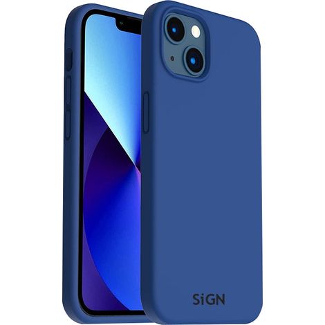 Custodia in silicone liquido sign per iphone 14 plus - blu mare