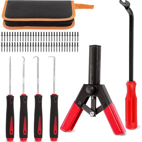 46 Pcs Plastic Rivet Gun Set Includes Plastic Rivet Gun, Fixing Puller, Universal Tool and Hook Set for Installation and (1/5)